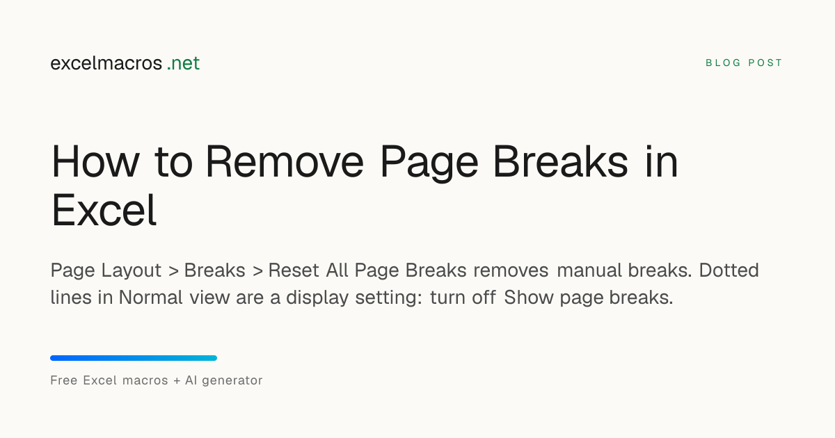How to Remove Page Breaks in Excel